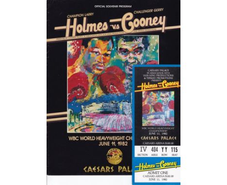 LARRY HOLMES V. GERRY COONEY       On-site programme and unused ticket for the World Heavyweight Championship fight in Las Ve