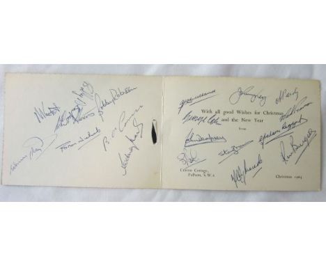 FULHAM AUTOGRAPHS     Official Fulham Christmas Card 1965, 19 signatures to include Johnny Haynes, Bobby Robson, Rodney Marsh