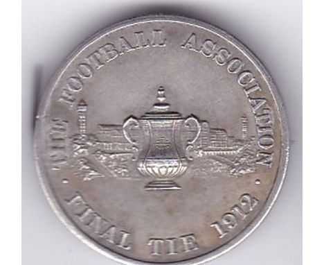 1912 FA CUP FINAL  Silver hall-marked badge, diameter 3cm,  inscribed on front "The Football Association Final Tie 1912" toge