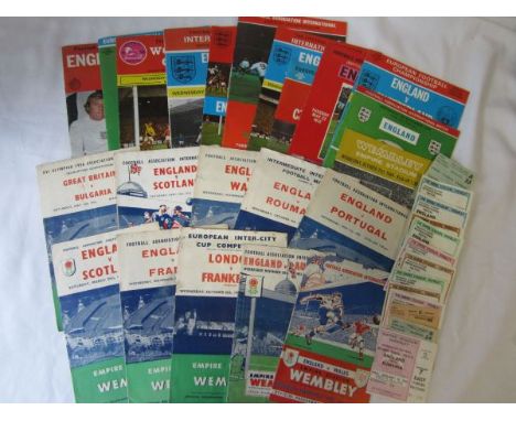 ENGLAND HOME PROGRAMMES & TICKETS         Includes Wales 52, Belgium 64, East Germany 70, Wales 71, Switzerland 71, Italy 73,