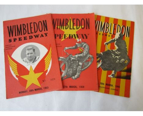 WIMBLEDON SPEEDWAY     One hundred and thirty seven programmes from 1949 to 1953, majority have light pencil results neatly n