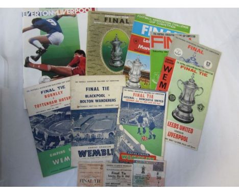 F.A. CUP FINAL PROGRAMMES & TICKETS       Nine programmes and 3 tickets. 1953 programme and ticket slightly creased, 1952 pro
