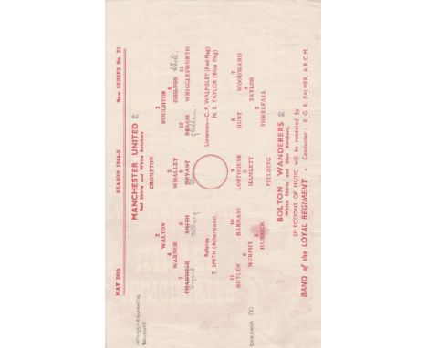 WAR CUP FINAL NORTH 1945-MAN UTD    Manchester United single sheet programme v Bolton Wanderers, 26/5/45, War Cup Final North