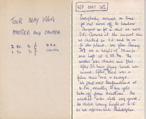 TOTTENHAM TOUR 1969     A hard backed notebook with full notes by Assistant Manager Eddie Baily relating to the Tottenham Tou