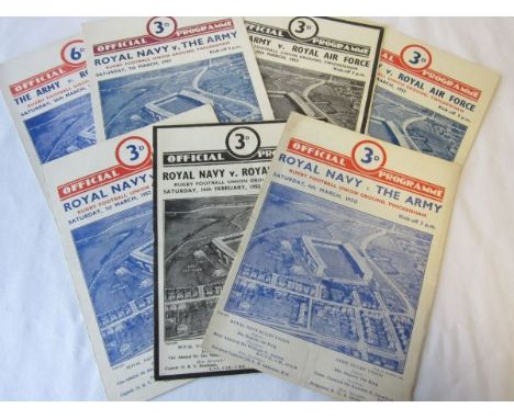RUGBY / SERVICES     Seven Service International Rugby programmes for matches played at Twickenham: Royal Navy v The Army 4/3