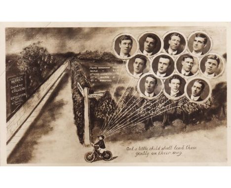BARNSLEY    Postcard with pen pictures of the Barnsley 11 prior to the Barnsley v Bradford City FA Cup 4th round tie in 1912.