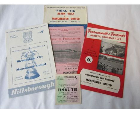 MANCHESTER UTD    Four away programmes from the away Cup ties in season 1956/57, including the Final v Aston Villa (marks on 