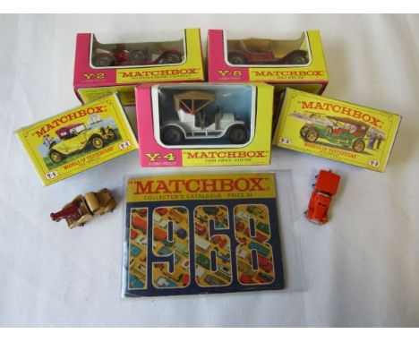 MODEL VINTAGE CARS     Eleven Matchbox "Models of Yesteryear" vintage cars, 9 are in their original box, 7 x yellow/pink and 