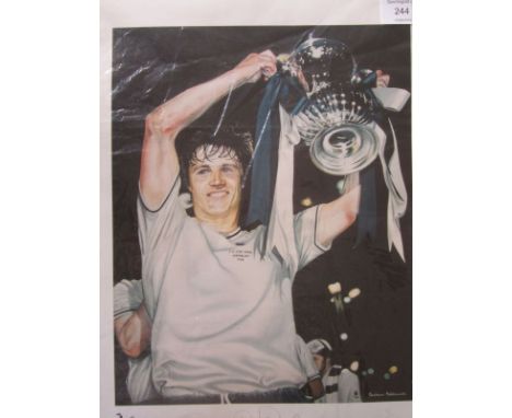 TOTTENHAM / PERRYMAN     Signed portrait print of Steve Perryman holding the F.A Cup after their 3-2 replay win over Man City