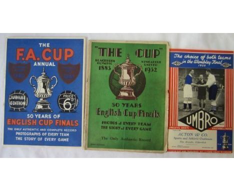 FA CUP    Two editions of "The FA Cup Annual, 50 Years of English Cup Finals", First Edition (green cover) 1883 - 1932 (cover