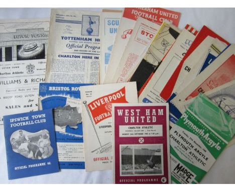 CHARLTON 60-61   Twenty three away programmes, 60/61, 21 x League including scarce issue at Luton 26/4/61. Also includes re-a