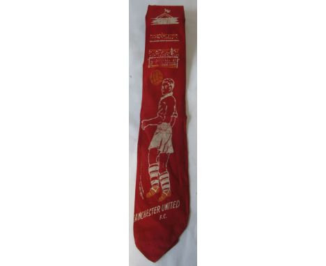 MANCHESTER UNITED        An extremely loud design on a red tie from the 1950's / 60's.   Generally good