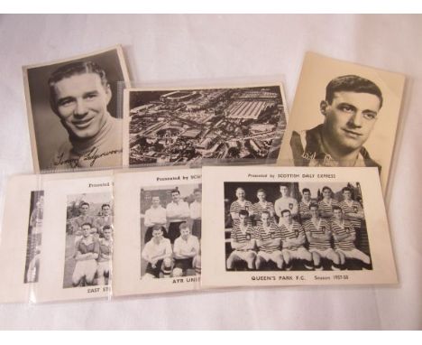 FOOTBALL CARDS     Seven trade cards/postcards, six of which are Scottish team groups/players together with a birds eye pictu