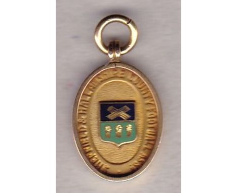 SHEFFIELD & HALLAM MEDAL  1938   Hall-marked gold and enamel medal inscribed "Amateur League Runners Up 1937-38". Front of th