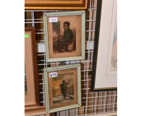 Two 19th Century coloured Baxter prints of a Chimney Sweep and Young Negro boy,  both framed (2)