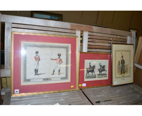 An 18th Century engraving with hand-colouring - "Half Circle Guard, Medium Guard", published September 1st 1798, by H. Angelo