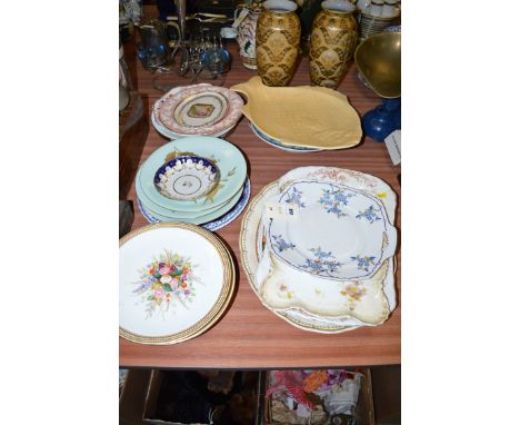 Two Royal Worcester florally decorated plates and compote; together with a quantity of decorative plates.