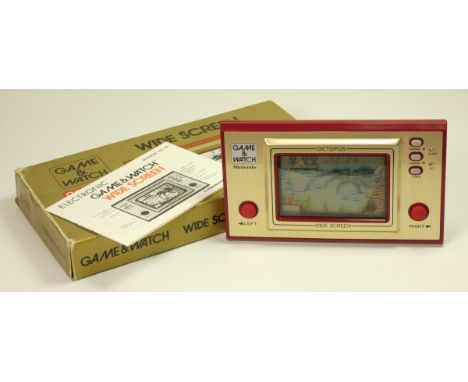 A Nintendo Game and Watch (Octopus) single/wide screen handheld game c.1981 (serial number 21664833) In original box with man