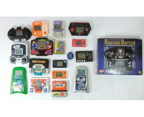 A collection of sixteen handheld games, to include : Barcode Battler Electronic Commerce Conflict Star Trek 25th anniversary 
