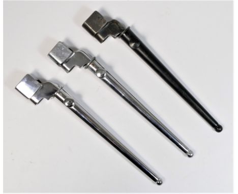 Two British No.4 Mk.II chrome parade spike bayonets, with scabbards, together with a steel version (3)This bladed product is 