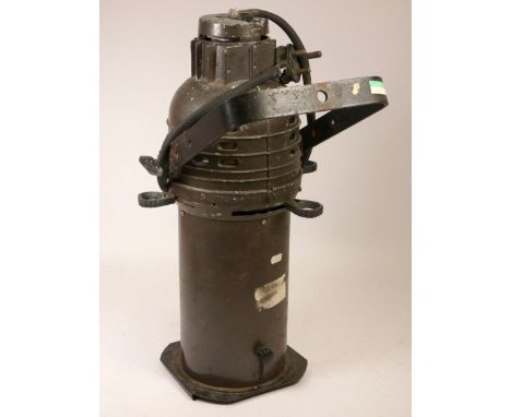 A mid 20th century Theatre Stage Light, alloy body with adjustable bracket, with lens 