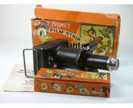 A Walt Disney film strip lantern, made in England by Johnsons of Hendon, with manual and box, including seven films strips wi