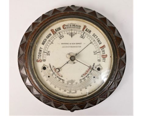 A Marine and Seacost Aneriod wall barometer, enamel dial, 16.5cm 