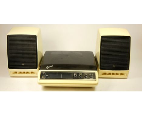 A Sharp Optomini (serial no. 30750853) book shelf stereo system, comprising of turntable and stereo speakers 