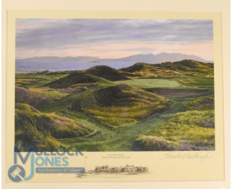 Linda Hartough signed colour Golf Print - titled 'The Postage Stamp Royal Troon Golf Club' venue for this year's Open Golf Ch