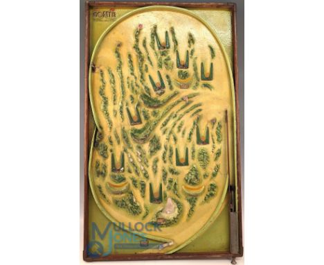 Unusual Golfette Bagatelle Golf Game by Alfred Parker Games, 9-hole course with bunkers - showing some signs of wear - missin