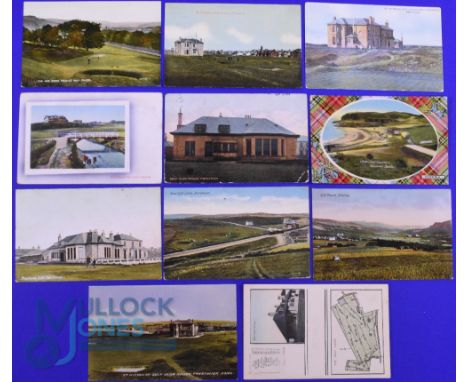 Interesting collection of early 20th-century Scottish golfing coloured postcards (11) to include 2x Peebles, Pitlochry, Ports