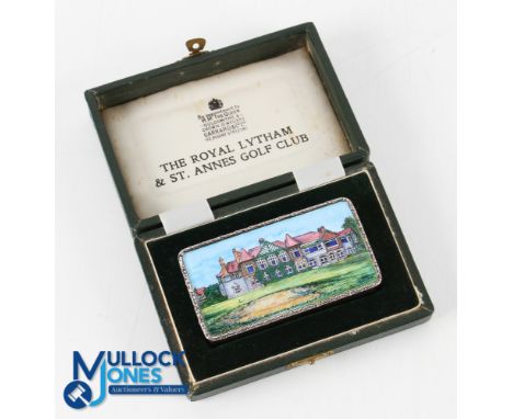 Tony Jacklin Royal Lytham &amp; St Annes Golf Club 1969 Open Champion Gift - silver and enamel hinged box with colourful club