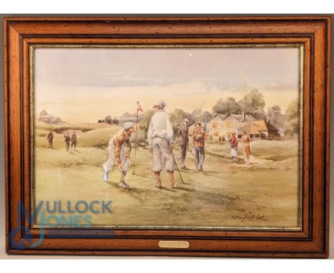 Douglass E West Golf Print: Now the 19th Hole, a modern print, well framed with brass plaque