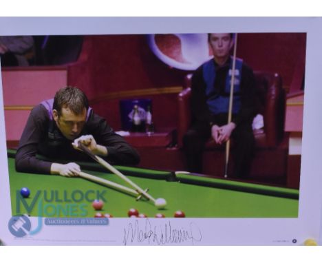 Snooker Autographed Print. Signed Photograph by Mark Williams in Action 2003 Ken Docherty can only watch while Mark is on his