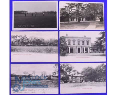 Collection of early 20thc Ashford Golf Club postcards (6) to incl 2x Manor Golf Club House, The Cottage and others of members