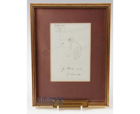 Alan Hervey D'Egville (1891-1951) original pencil golfing sketch titled "9 - Ball Out of Bounds" image 6.5" x 4.25" overall 1