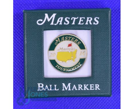 2016 Original US Masters Golf Tournament Enamel and Gilt Ball Marker - won by Danny Willet- in the original Masters box