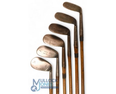 6x Assorted niblicks to incl Acorn brand stamped J MacPherson, Dreadnought Perfect niblick, Vickers of Sheffield No 9 A nibli