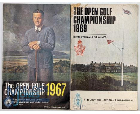 1967 and 1969 The Open Golf Championship Programmes: a good clean 1967 programme retaining part of its final draw sheet ticke