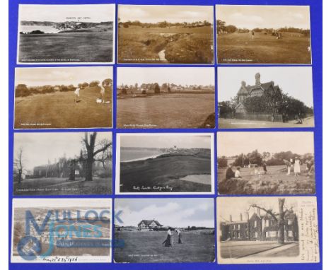 Interesting selection of various early English Golf Links b&amp;w postcards (12) to include 2x Copthorne, 2x Clacton on Sea i