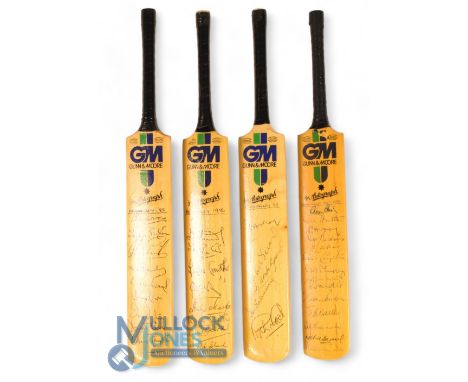 Miniature Signed Cricket Bats. Headingly Test for 1984, 1985 notable signatures Len Hutton, Brian Close, Denis Compton, Peter