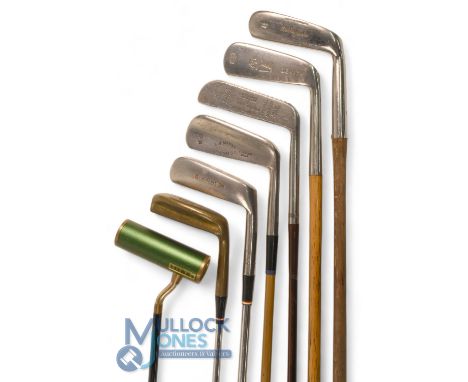 Interesting Assortment of early steel and late hickory shaft putters (7) to include a McRae flanged sole steel, Ben Sayers Be