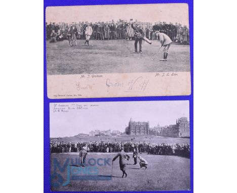 2x Early Amateur Golf Championship, St Andrews postcards to include the 1895 semi-final John Ball v Freddie Tait putting out 