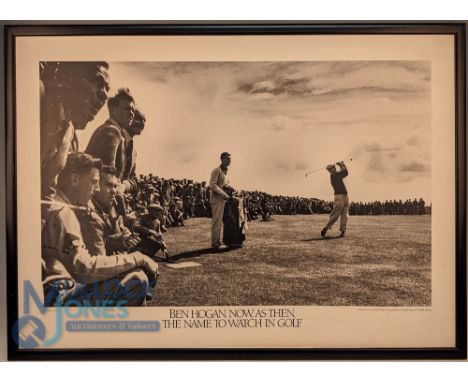 Ben Hogan Golf signed print: Now and Then - the name to watch in golf, a b&amp;w print with blue ink signature, the print doe