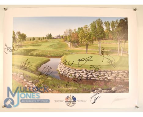 Autographs - Graeme W Baxter print of the 13th hole at Valhalla, artist proof limited edition (1250) Ryder Cup 2008 - signed 