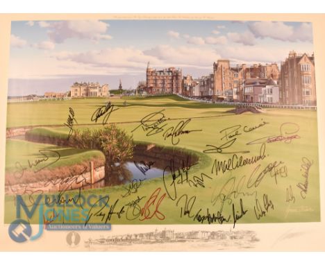 Autographs - Graeme W Baxter print of the 2005 Open Golf Championship 18th hole at St Andrews artist proof with over 25 signa