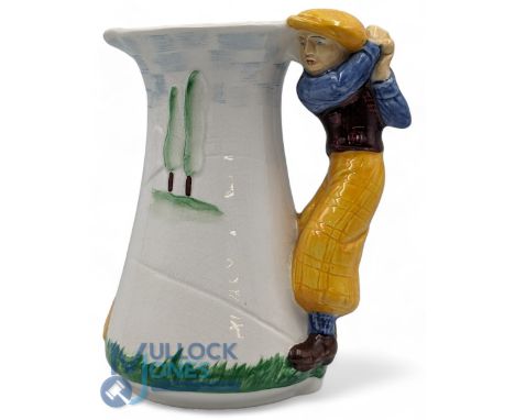 Burleigh Ware Golfer Jug and Pitcher, vintage hand crafted Staffordshire Ironstone, 16cm - free from any major damage - has c