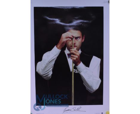 Snooker Autographed Print. Signed Photograph by Ronnie O'Sullivan in Action 2001 World's fastest Maximum break, ltd ed 367/50