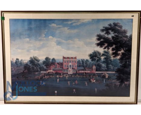 Large Cricket Print. Featuring early 18th century scene f &amp; g 88 x 60cm (no postage on this item - collection only)