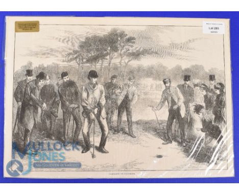 Original 19thc Lithograph Magazine Golfing Print titled "Golf-Match on Blackheath' by F Gilbert - first publ'd in The Illustr